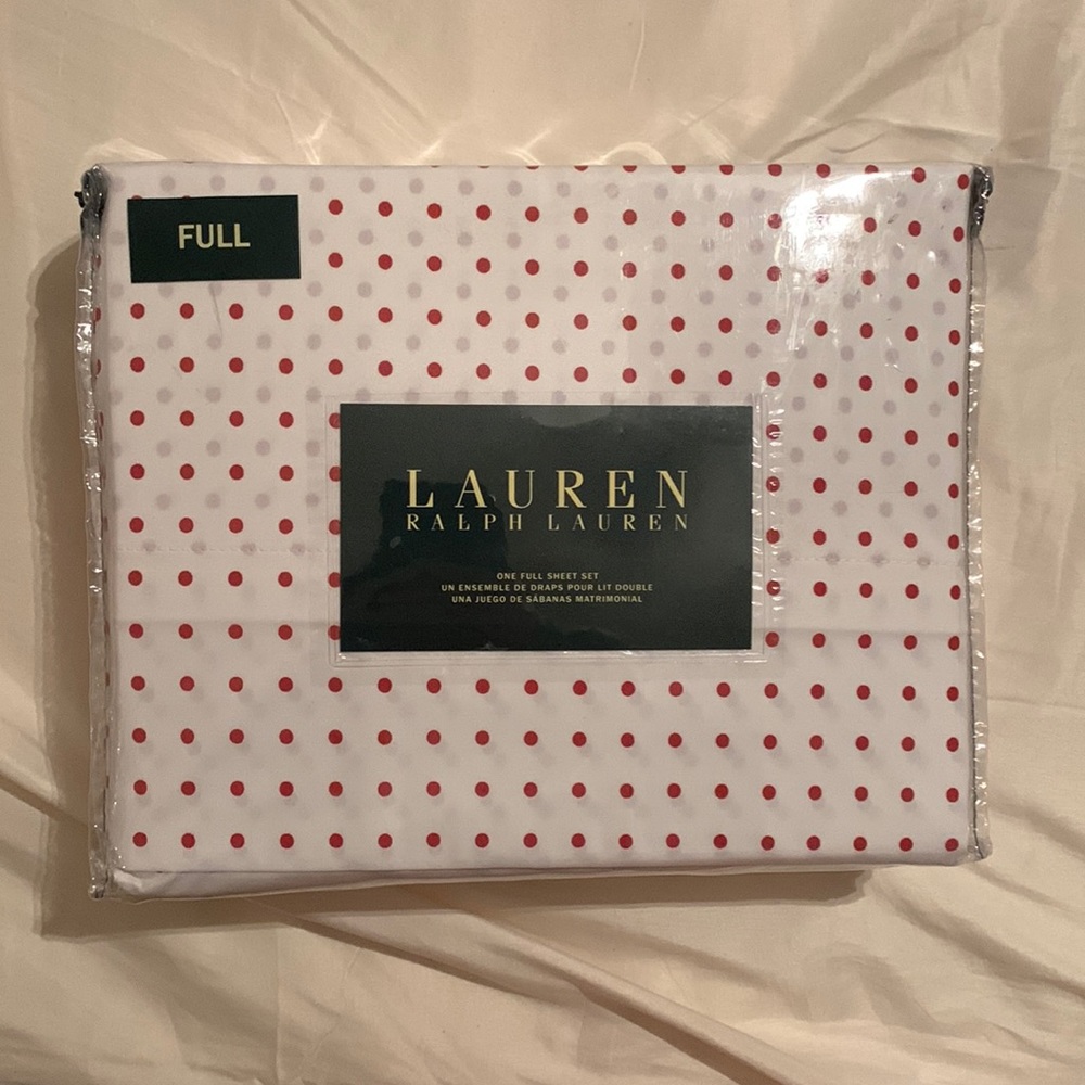 Ralph Lauren red polka dot brand new fulls size bed sheets
